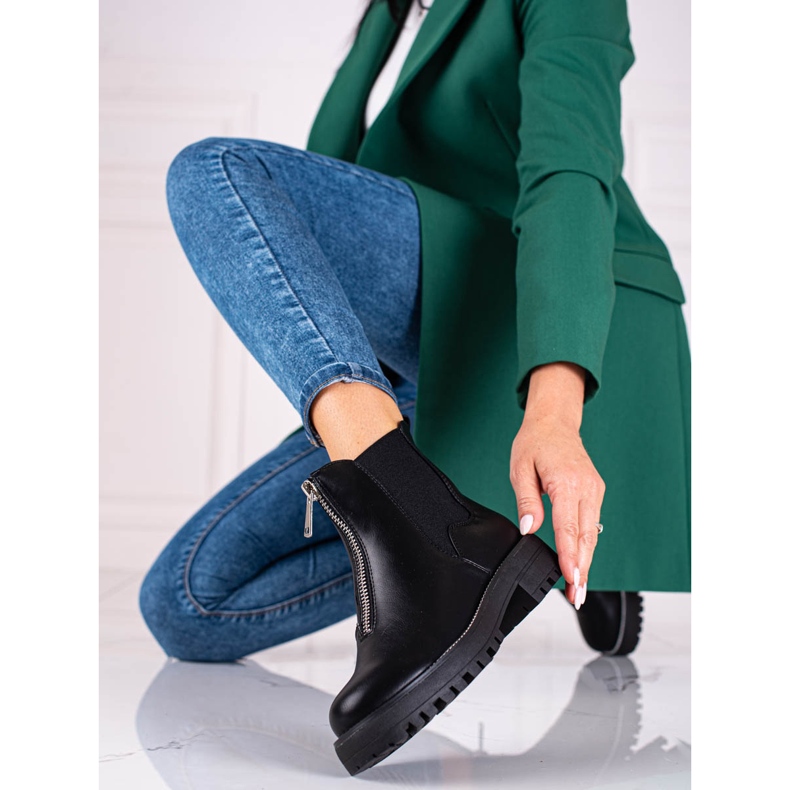 Shelovet női fekete munkások cipzárral 1