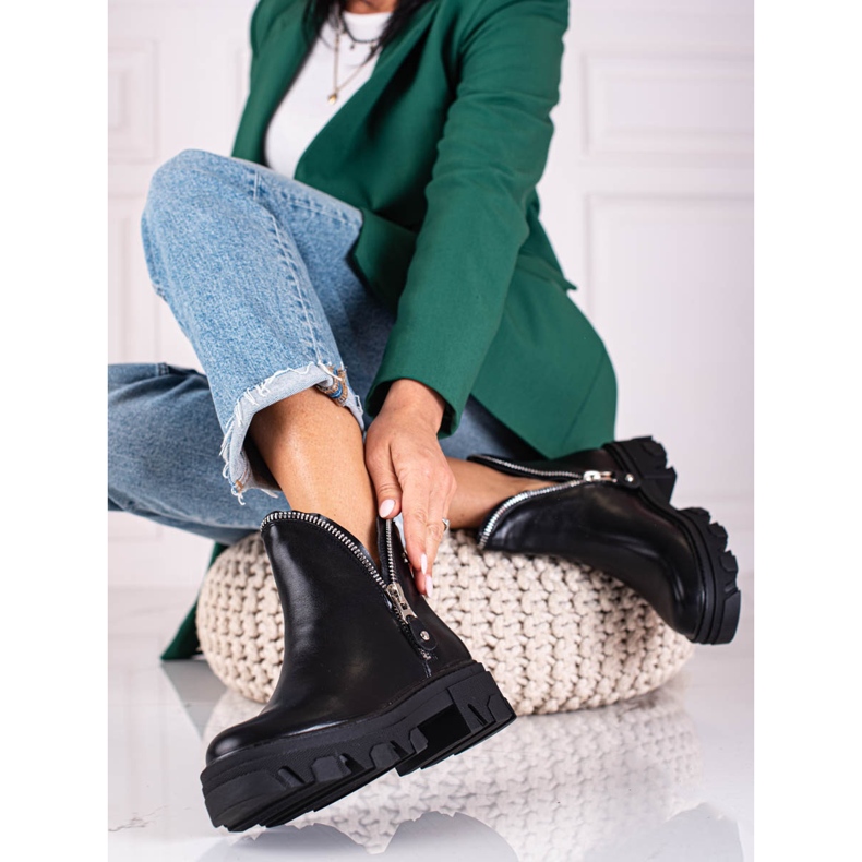 Fekete Shelovet női csizma zárt cipzárral 2