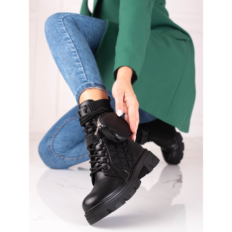 SHELOVET Black Shelvet női táskák tépőzáras zsebbel fekete 1