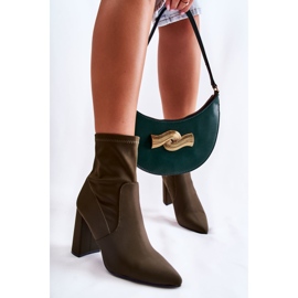 Khaki Amile női anyagú magassarkú csizma barna 2