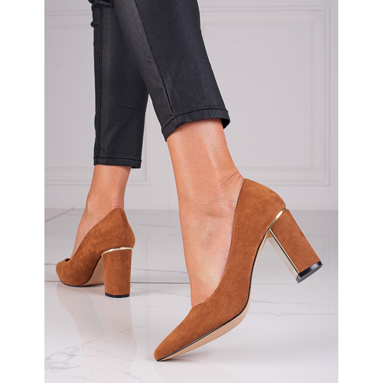 Goodin SHELOVET Velúr sarokpumpák barna 1