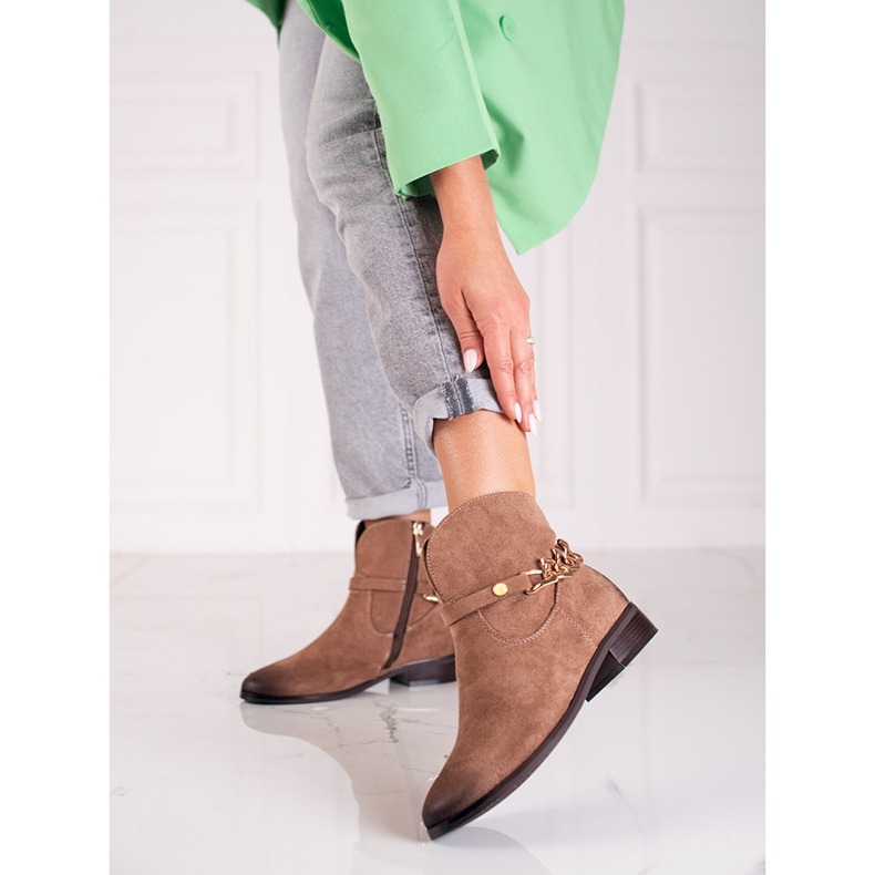 W. Potocki Potocki női csizma, cowboy csizma lánccal barna 1