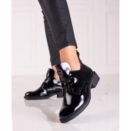 Elegáns fekete patent Vinceza csizma 1