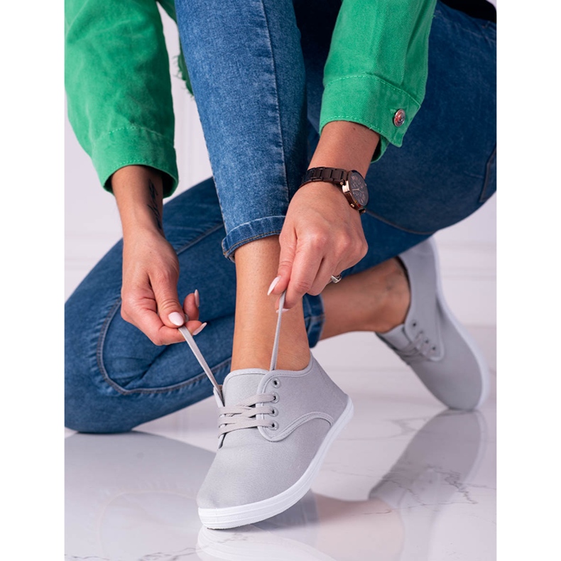 Világos női szövet tornacipő Shelovet szürke 1