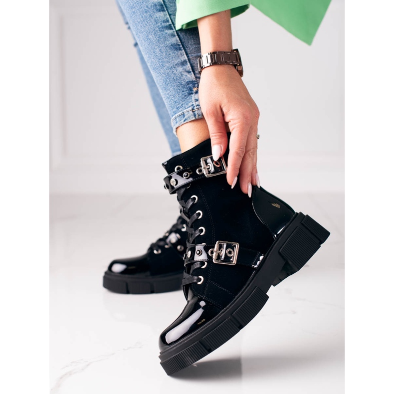 Fekete Shelovet női táskák dekoratív csatokkal 1