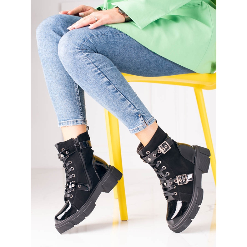 Fekete Shelovet női táskák dekoratív csatokkal 2