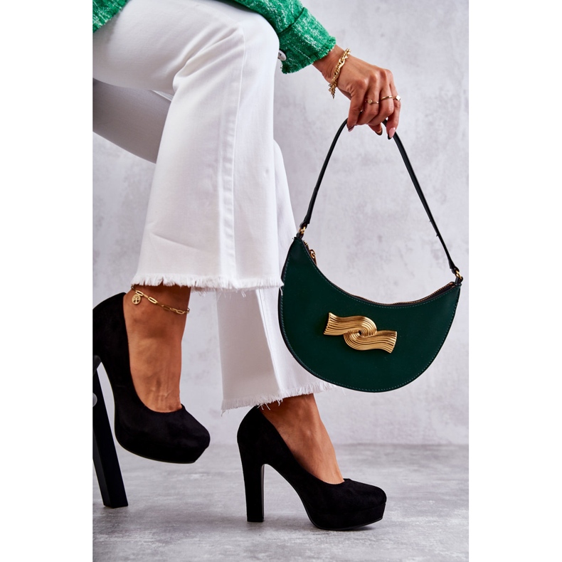 WS1 Klasszikus Velúr Pumpák Sarkú Fekete Soro 1