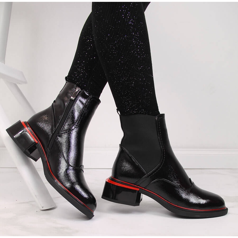 Női fekete lakkbőr Jodhpur csizma Filippo 1