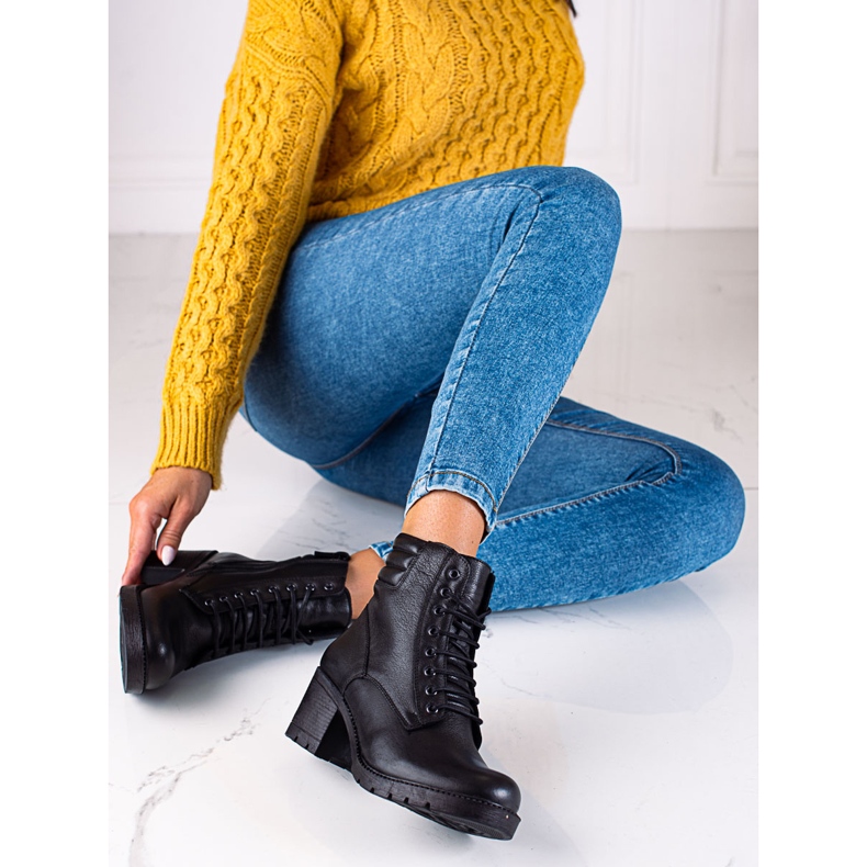 T.Sokolski Bőr Sokolski Dasmkie csizma fekete a oszlopon 1