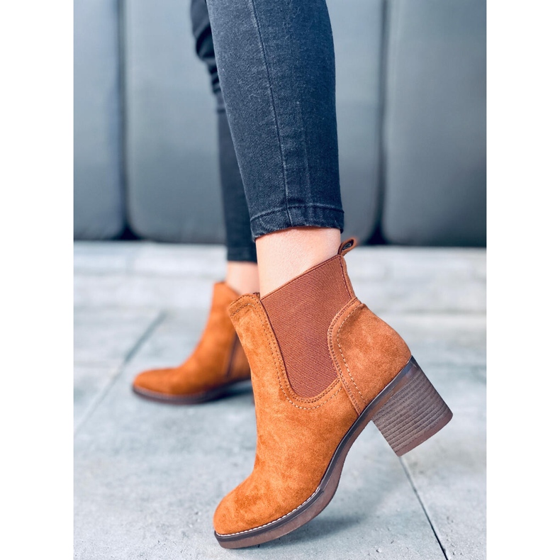 Fill Camel széles sarkú csizma barna 1