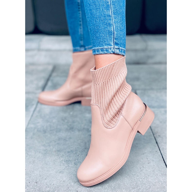 BM Sendi Nude zoknis felső bokacsizma bézs 1