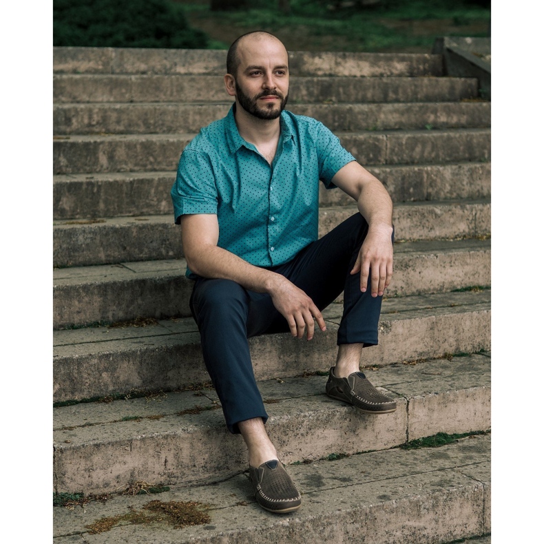 Olivier Férfi cipő mokaszin 906 nyári barna szürke 5