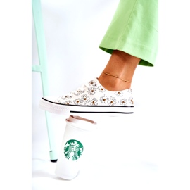 PS1 Női alacsony tornacipő Janey fehér virágokkal 1