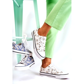 PS1 Női alacsony tornacipő Janey fehér virágokkal 3