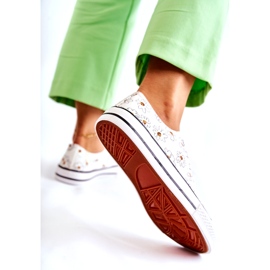 PS1 Női alacsony tornacipő Janey fehér virágokkal 4