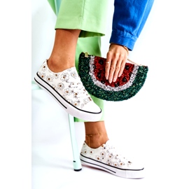 PS1 Női alacsony tornacipő Janey fehér virágokkal 5