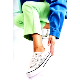 PS1 Női alacsony tornacipő Janey fehér virágokkal 6