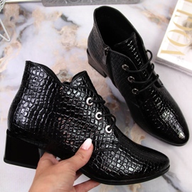 Női fekete lakkbőr kígyóbőr Vinceza csizma 1