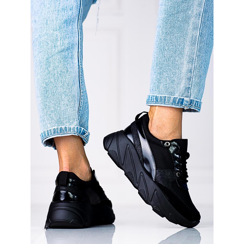 W. Potocki Fekete Potocki női tornacipő a platformon 1