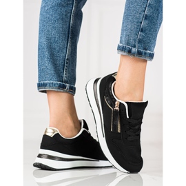 Fekete Shelovet női tornacipő fehér talppal 1