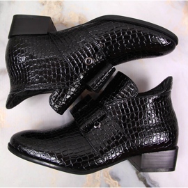 Női csizma Jodhpur csizma lakkozott fekete Potocki masnival 1