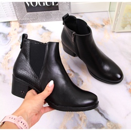 Női csizma hőszigetelt fekete kígyóbőr Potocki 1