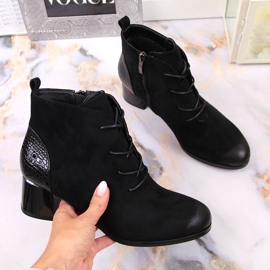 Női csizma, hőszigetelt fűzött öko-velúr fekete Potocki 1 Női csizma, hőszigetelt fűzött öko-velúr fekete Potocki 1