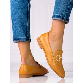 Elegáns női Shelovet barna cipó alacsony sarkú cipővel 2