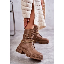 PG1 Divatos munkáscsizmák barna Solesso lánccal 2