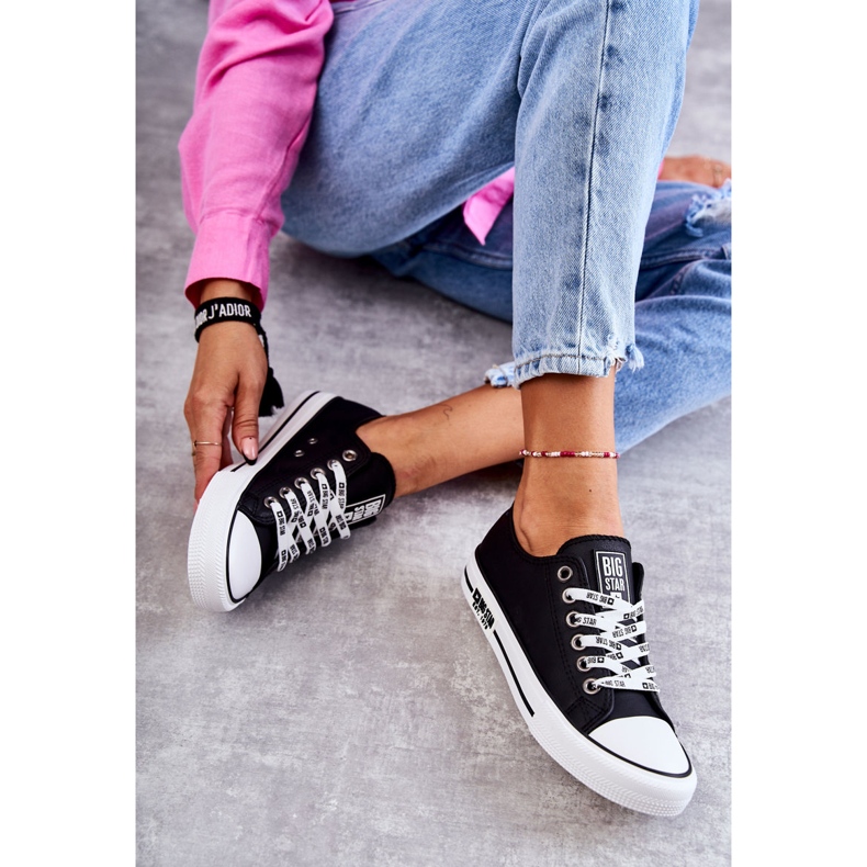 Női bőr tornacipő Big Star KK274096 Fekete 1