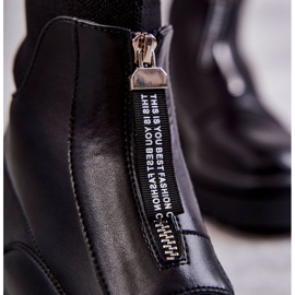 Női zoknis csizma a cipzáros fekete menedéken 2 Női zoknis csizma a cipzáros fekete menedéken 2