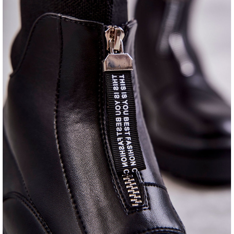 Női zoknis csizma a cipzáros fekete menedéken 2 Női zoknis csizma a cipzáros fekete menedéken 2