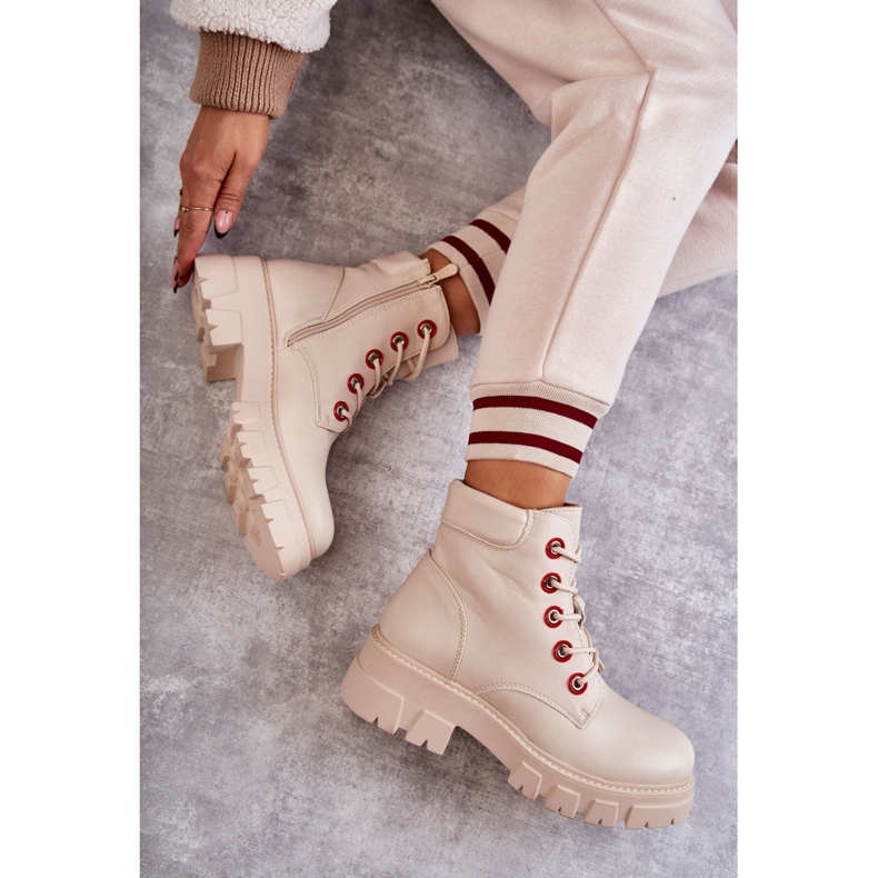 PG1 Bőr csizma dolgozók bézs színű messa cipzárral 1