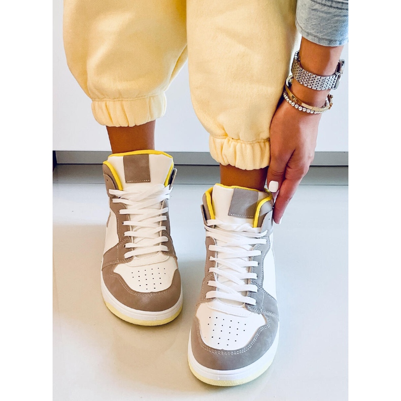 PA1 Dorcas Khaki magas szárú tornacipő bézs fehér 2