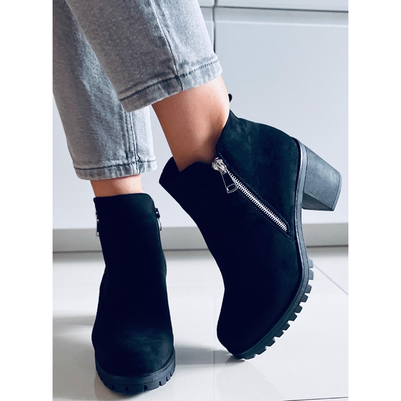 Sadie Black Suede magas sarkú bokacsizma fekete 2