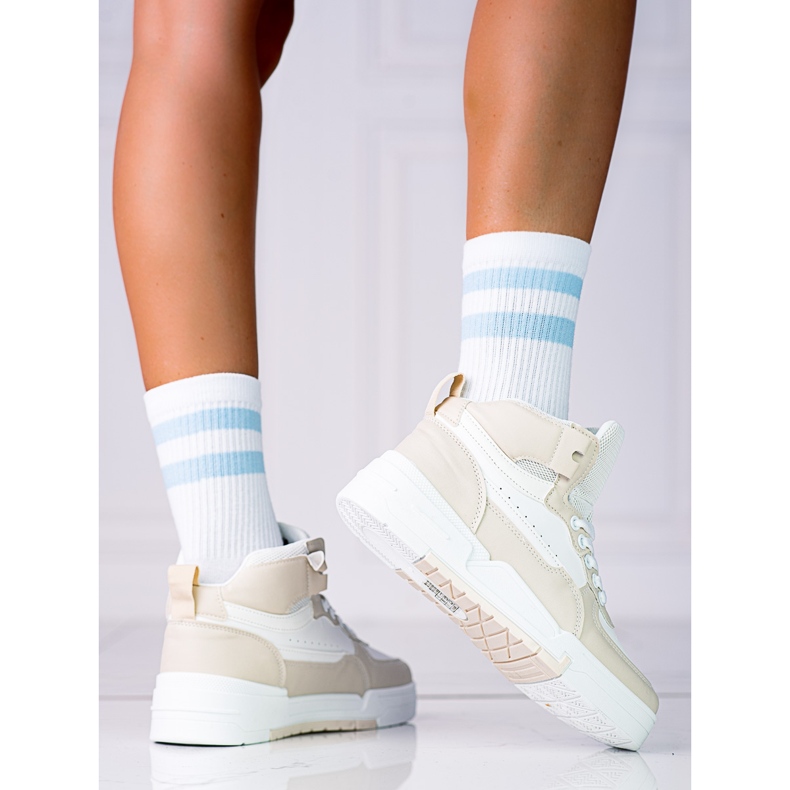 Női Shelovet tornacipő magas felsőrésszel, bézs színű 1