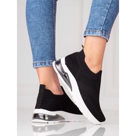 W. Potocki Fekete női sportcipő Potocki, szövet csillámmal 1