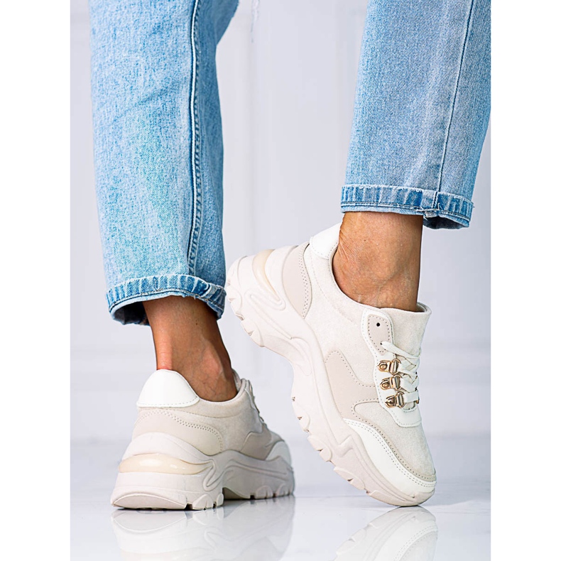 Női tornacipő vastag Shelovet bézs talpon 1