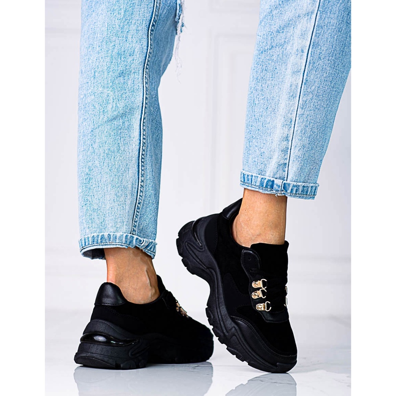 Női tornacipő vastag Shelovet fekete talpon 1