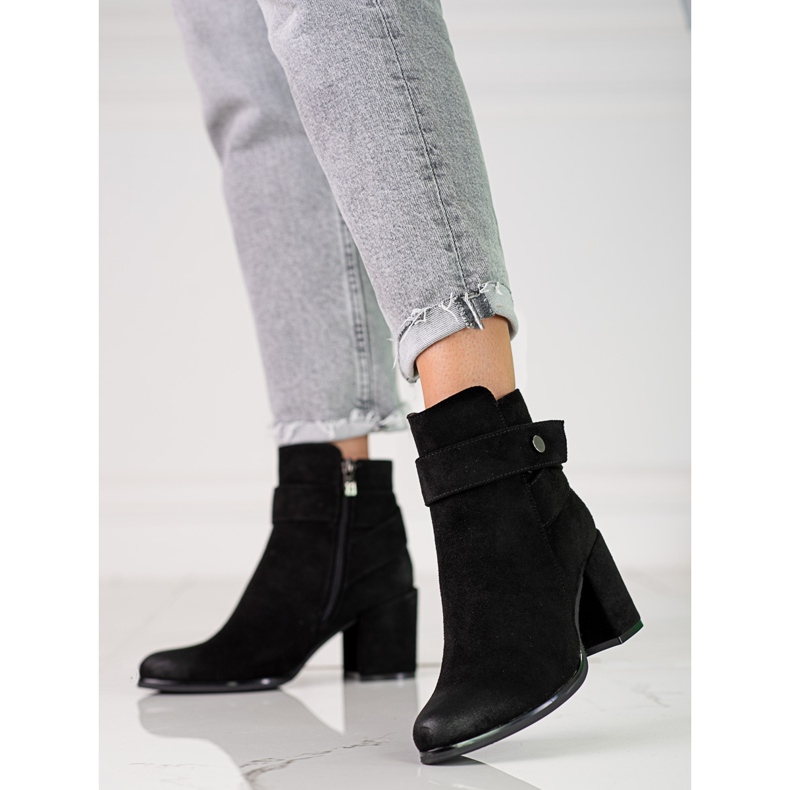 Ökológiai Shelovet velúrból készült fekete női csizma oszlopon 1