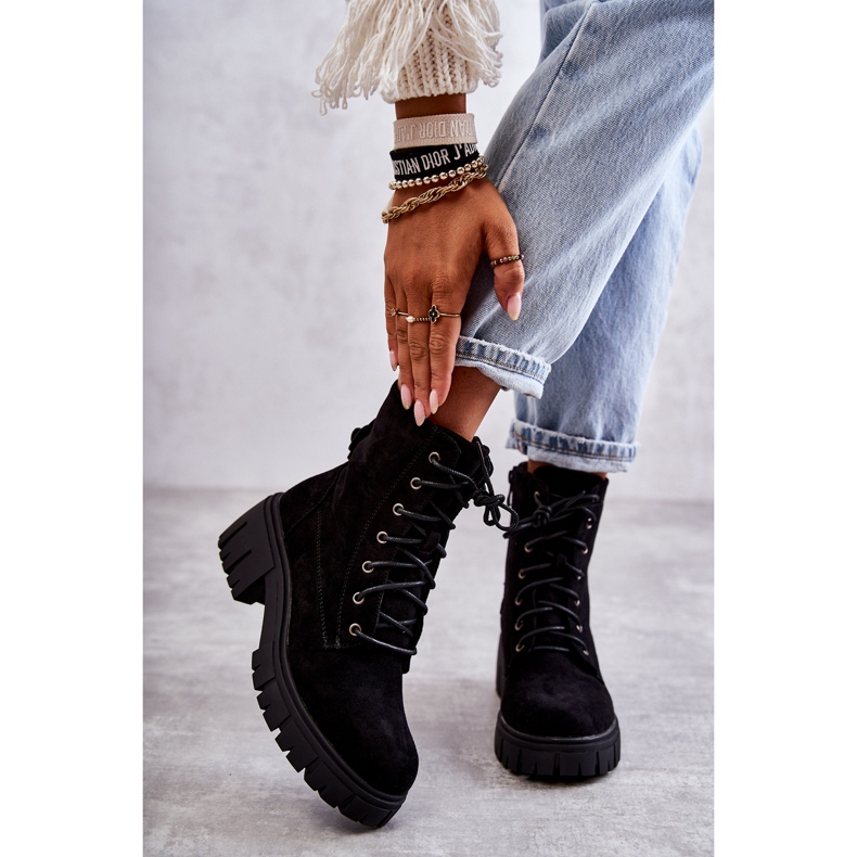 PG1 Női velúr meleg csizma cipzárral, fekete Emilien 1