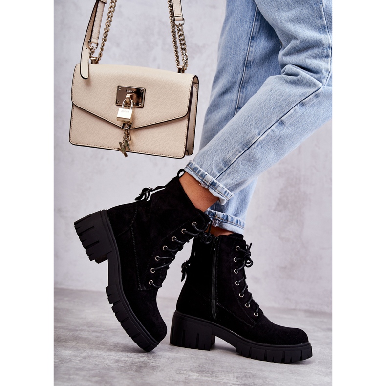 PG1 Női velúr meleg csizma cipzárral, fekete Emilien 3