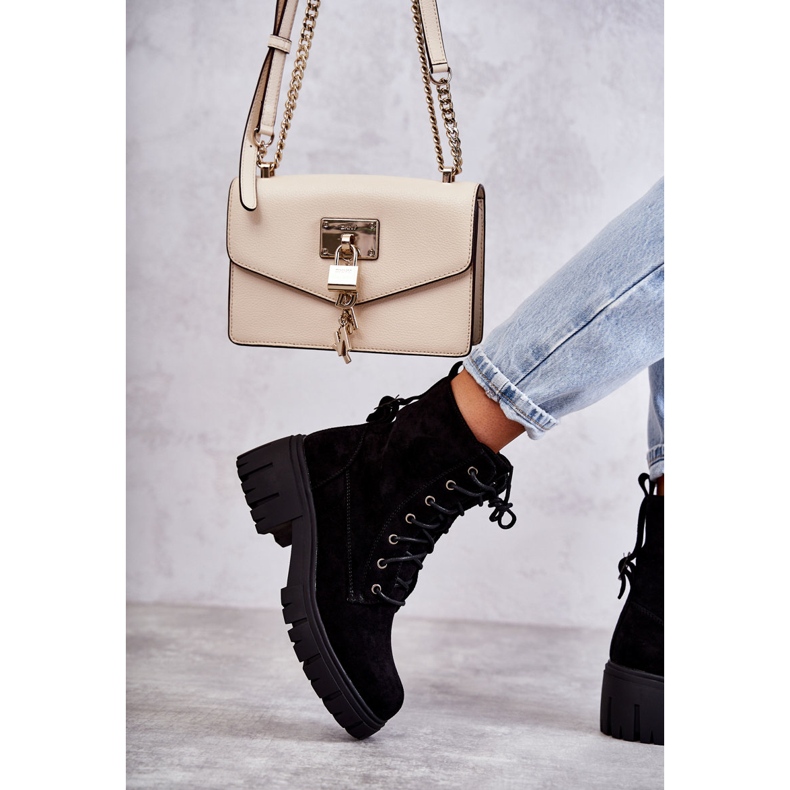 PG1 Női velúr meleg csizma cipzárral, fekete Emilien 5