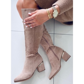 Heather L.KHAKI magas sarkú csizma bézs 2 Heather L.KHAKI magas sarkú csizma bézs 2