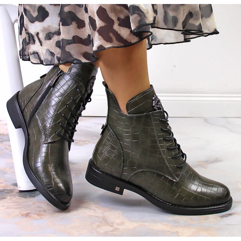Női zöld krokodil meleg Potocki csizma 1