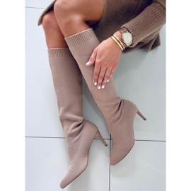 Zoknis csizma Rebecca L. KHAKI bézs 2