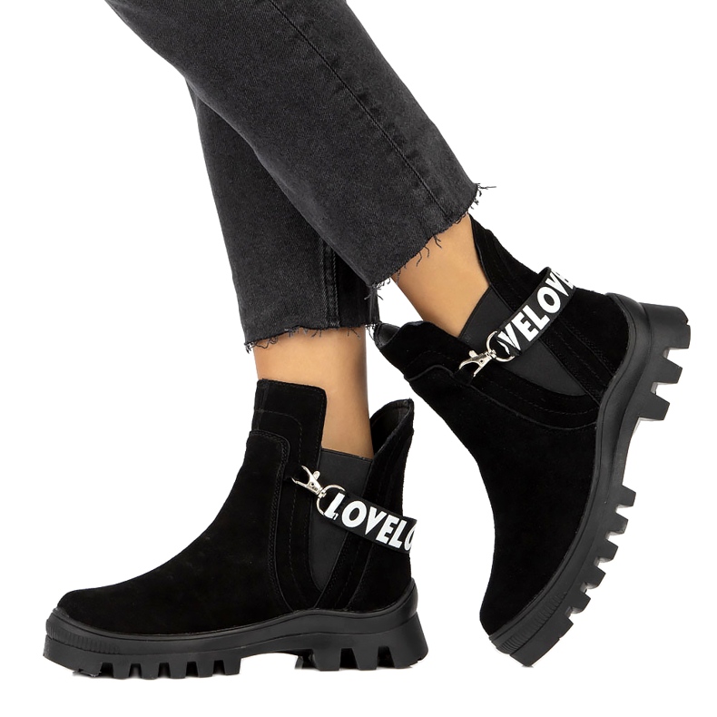 Velúr bebújós bokacsizma díszítéssel Filippo DBT3927 fekete 4