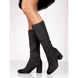 T.Sokolski Elegáns szürke Sokolski magas sarkú női csizma 1