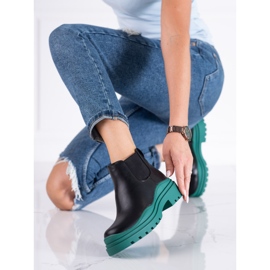 Fekete és zöld női csizma Shelovet Jodhpur csizma a platformon 2