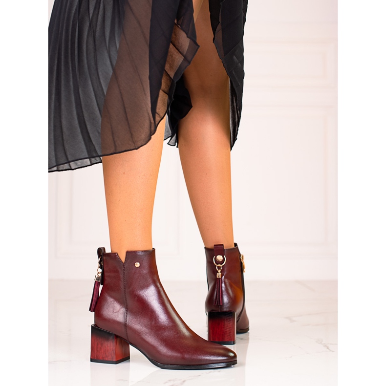 W. Potocki Divatos női csizma a Potocki bordó poszton piros 1